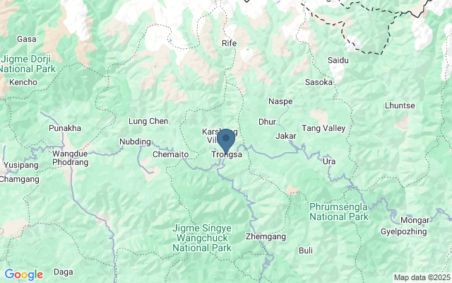 Kaart met locatie Trongsa Dzong